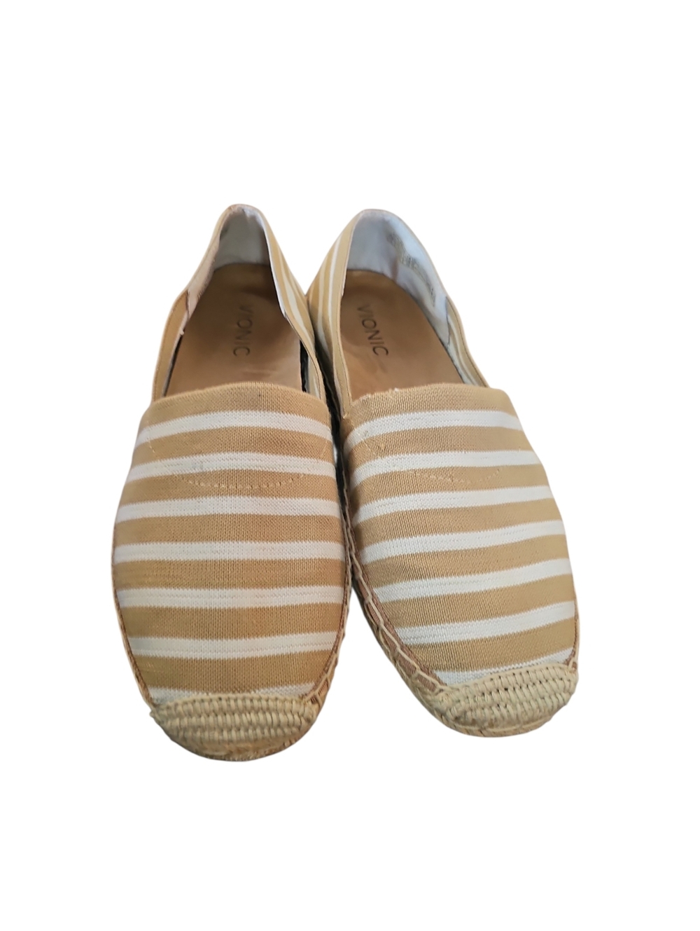 Vionic Valeri Slip On Sand Striped Canvas Espadrille Slip-Ons in Beige & White 9 - Picture 5 of 8